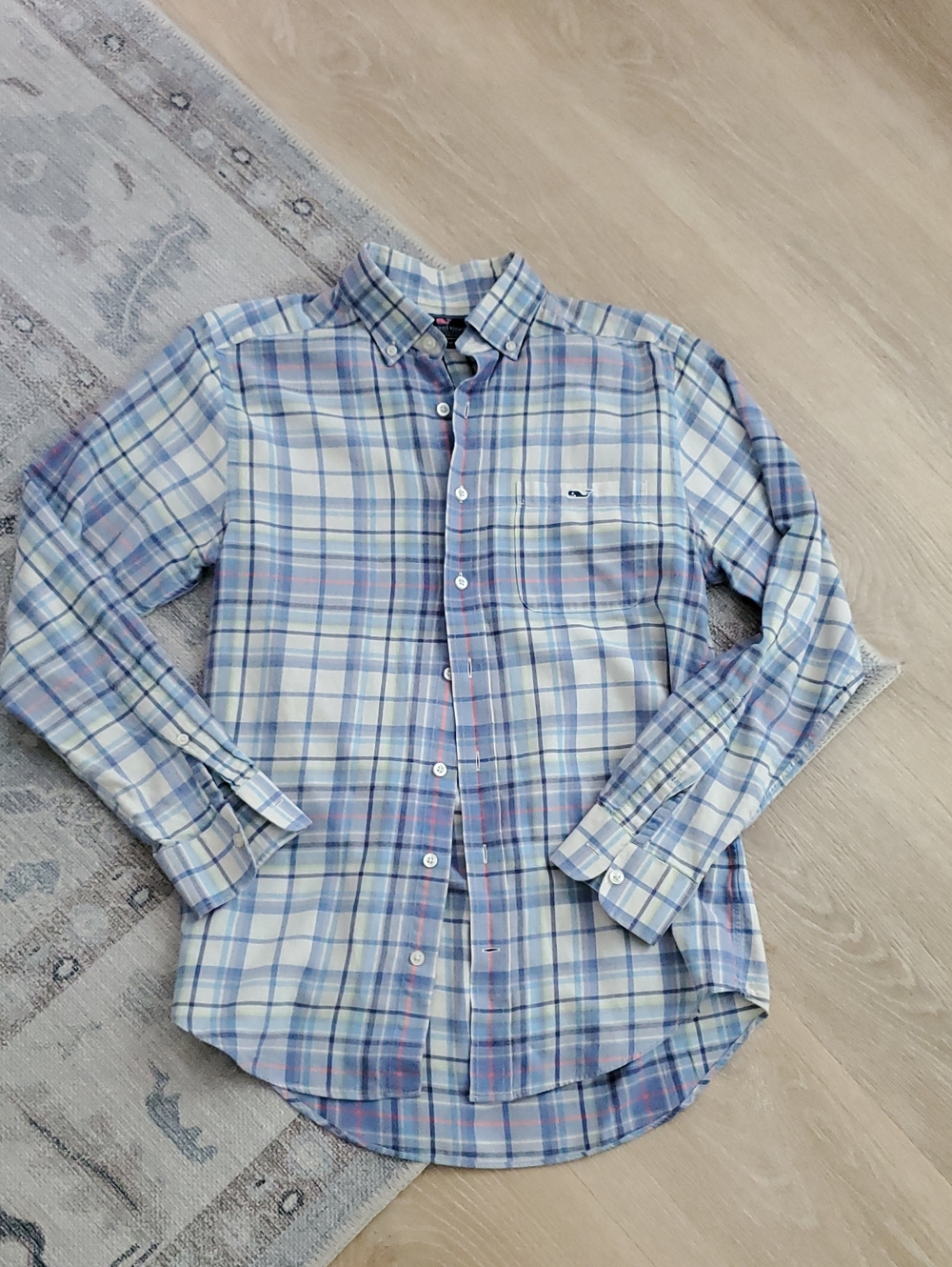 Vineyard Vines Mens Blue Plaid Slim Fit Tucker Shirt Button Up 100% Cotton SzS